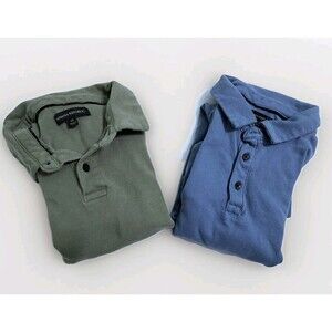 Banana Republic Set of 2 Polo Golf Shirts Mens Medium Green Blue